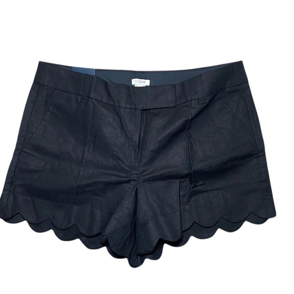 J. Crew Women's Black Scallop Hem Chino Shorts Size 8 Standard Casual Summer